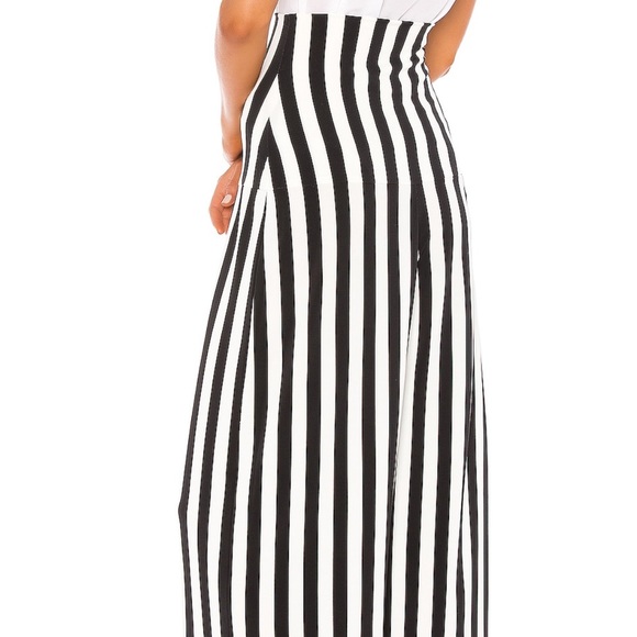 NWT Norma Kamali High Waist Pleat Wide Leg Pant Stripes Black and White size XS - Picture 2 of 6